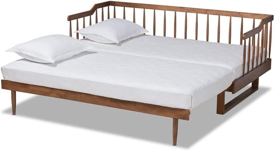 Twin to King Muriel Expandable Spindle Daybed Walnut - Baxton Studio: Contemporary Unupholstered, No Box Spring Needed