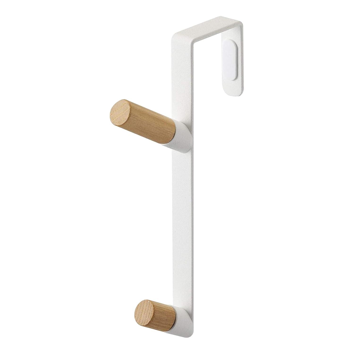 White Metal and Wood Over-the-Door Hook