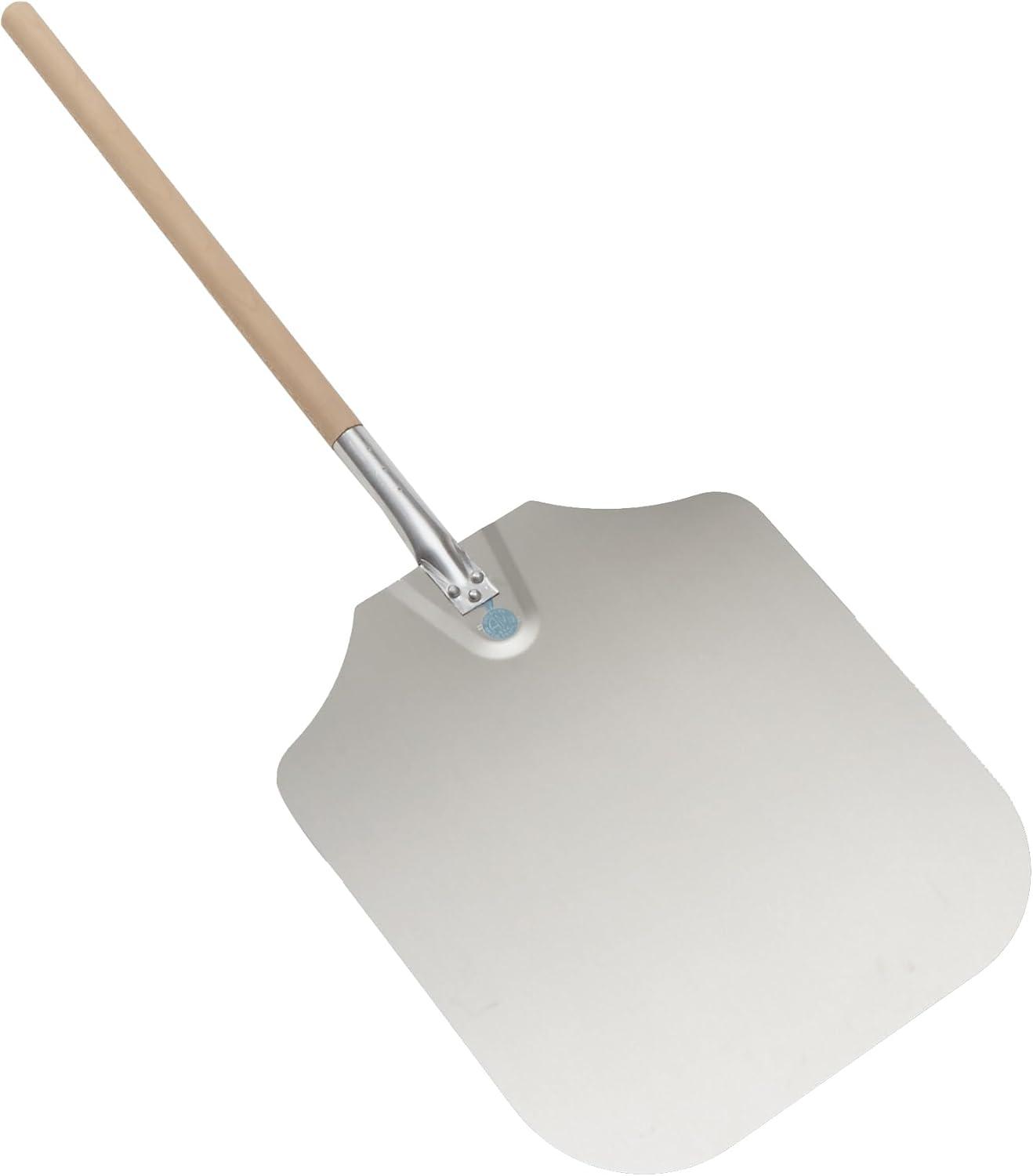 Extra Large Silver Aluminum Pizza Peel with Wood Handle