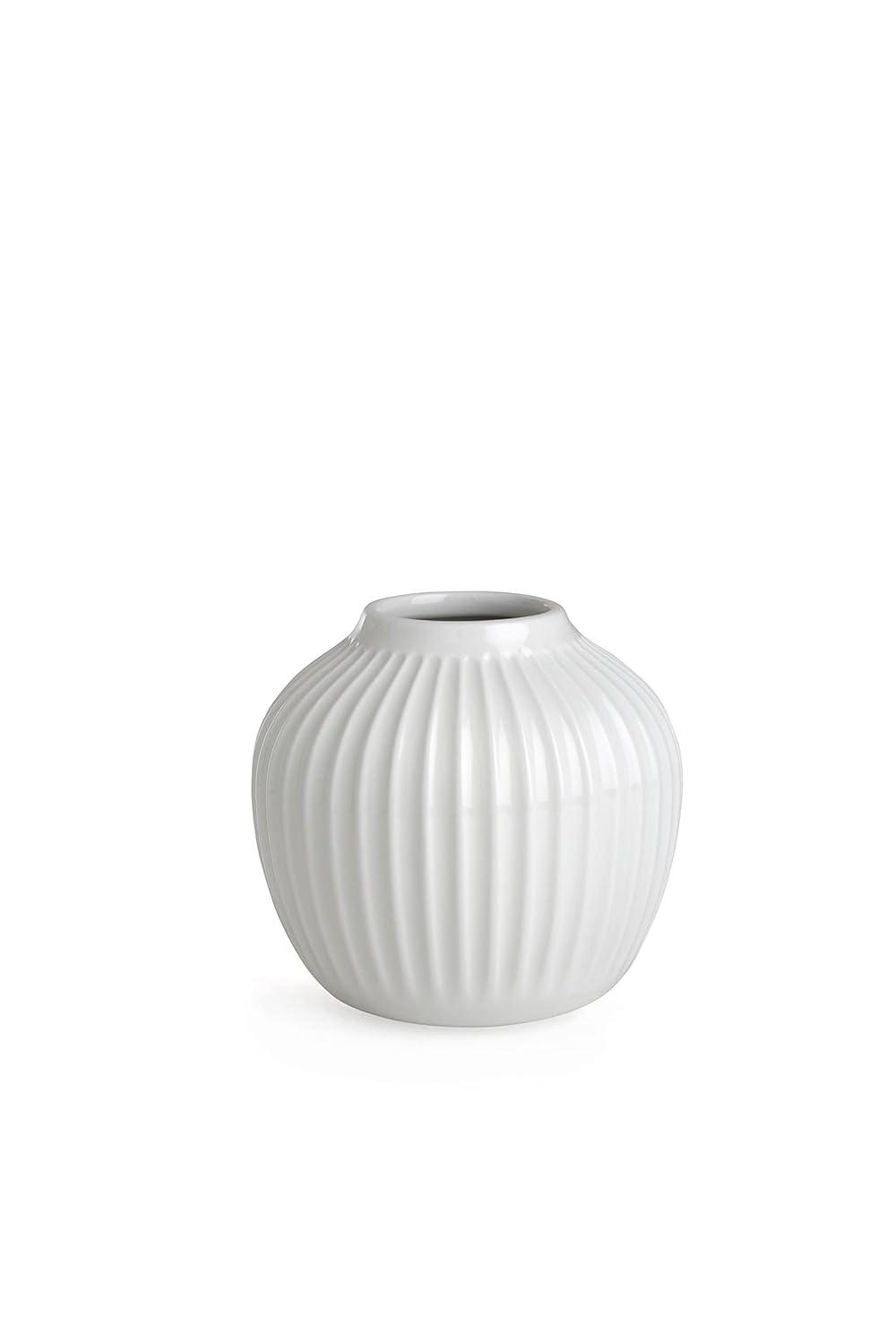 White Porcelain Grooved Round Table Vase
