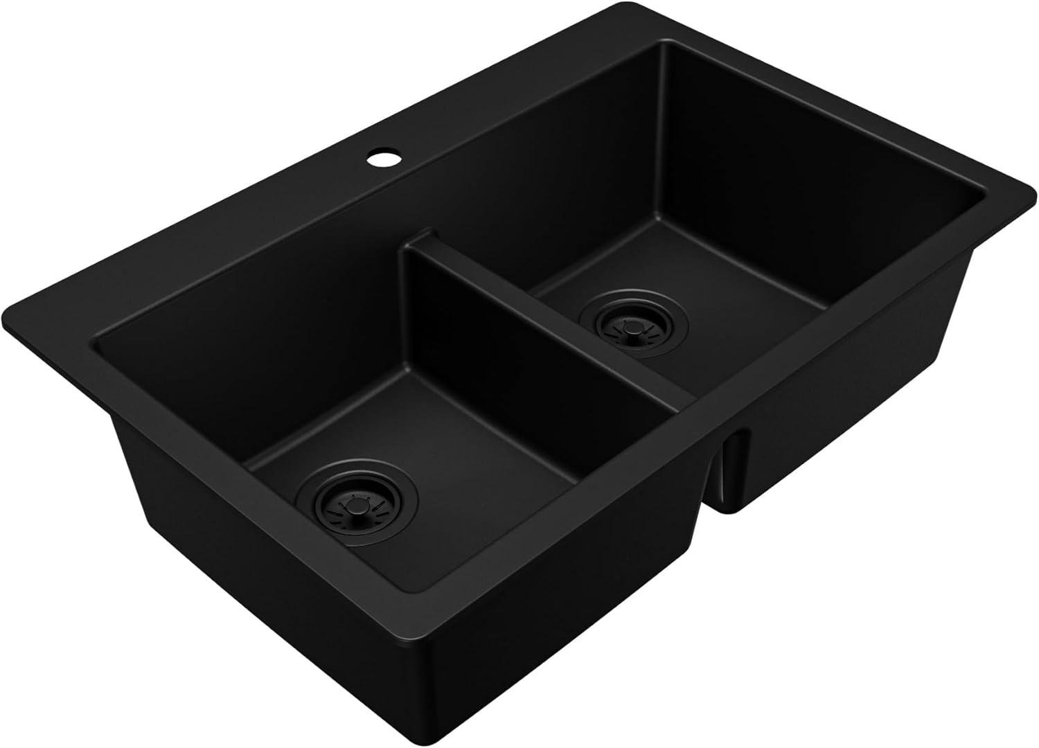 Karran Quartz 33'' X 22'' 50/50 Double Bowl Composite Drop-in Kitchen Sink