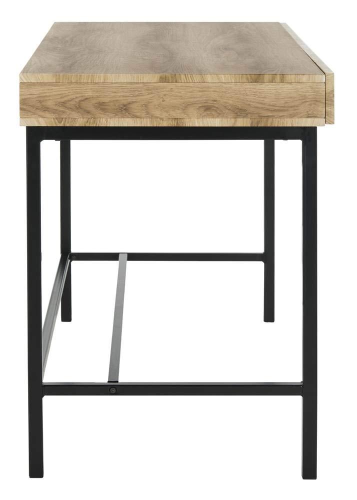 SAFAVIEH Patrick Mid-Century 2 Drawer Desk, Oak/Black