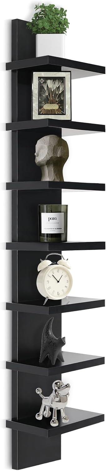 5 Tier Wall Shelf Unit, Brown Wall Shelf, Multifunctional Display Floating Shelf, Bedroom and Home Decor Organizer