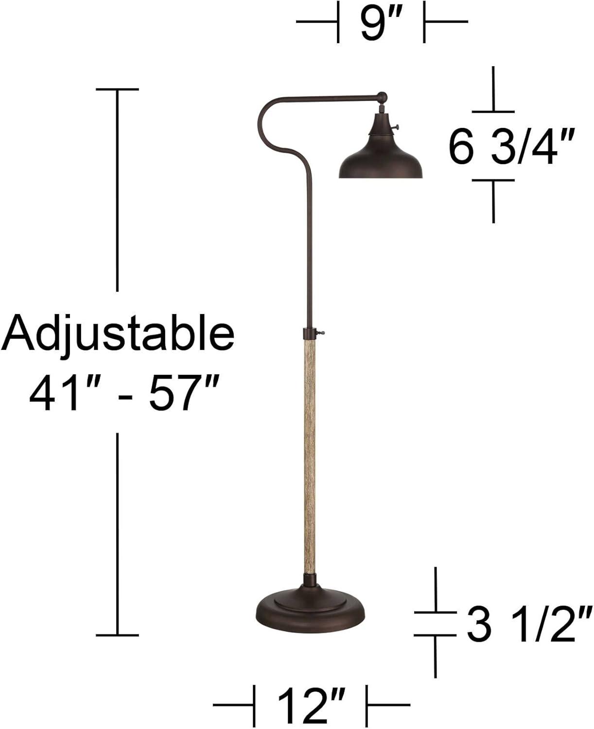 Franklin Iron Works Ferris Rustic Farmhouse Pharmacy Floor Lamp 57" Tall Bronze Faux Wood Grain Adjustable for Living Room Reading Bedroom Office Home