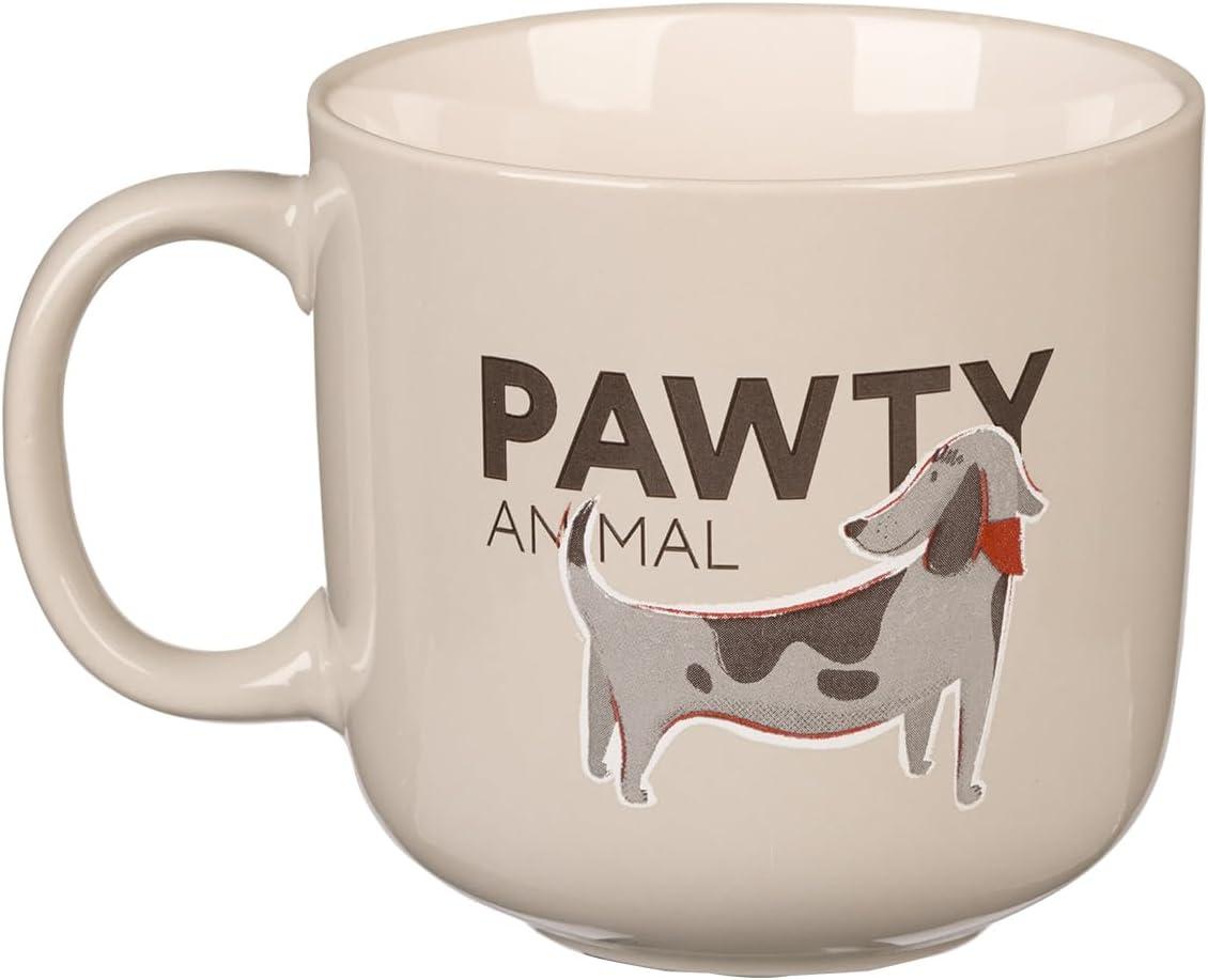The Fur Side Dog Mom Gift Coffee Mug, Pawty Animal Fun Coffee Cup Gift for Dog Lovers, Hound/Beagle Owners, Microwave Dishwasher Safe, Gray Ceramic, 14oz