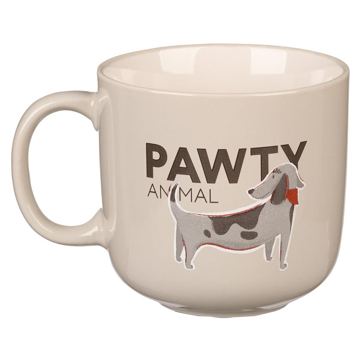 The Fur Side Dog Mom Gift Coffee Mug, Pawty Animal Fun Coffee Cup Gift for Dog Lovers, Hound/Beagle Owners, Microwave Dishwasher Safe, Gray Ceramic, 14oz