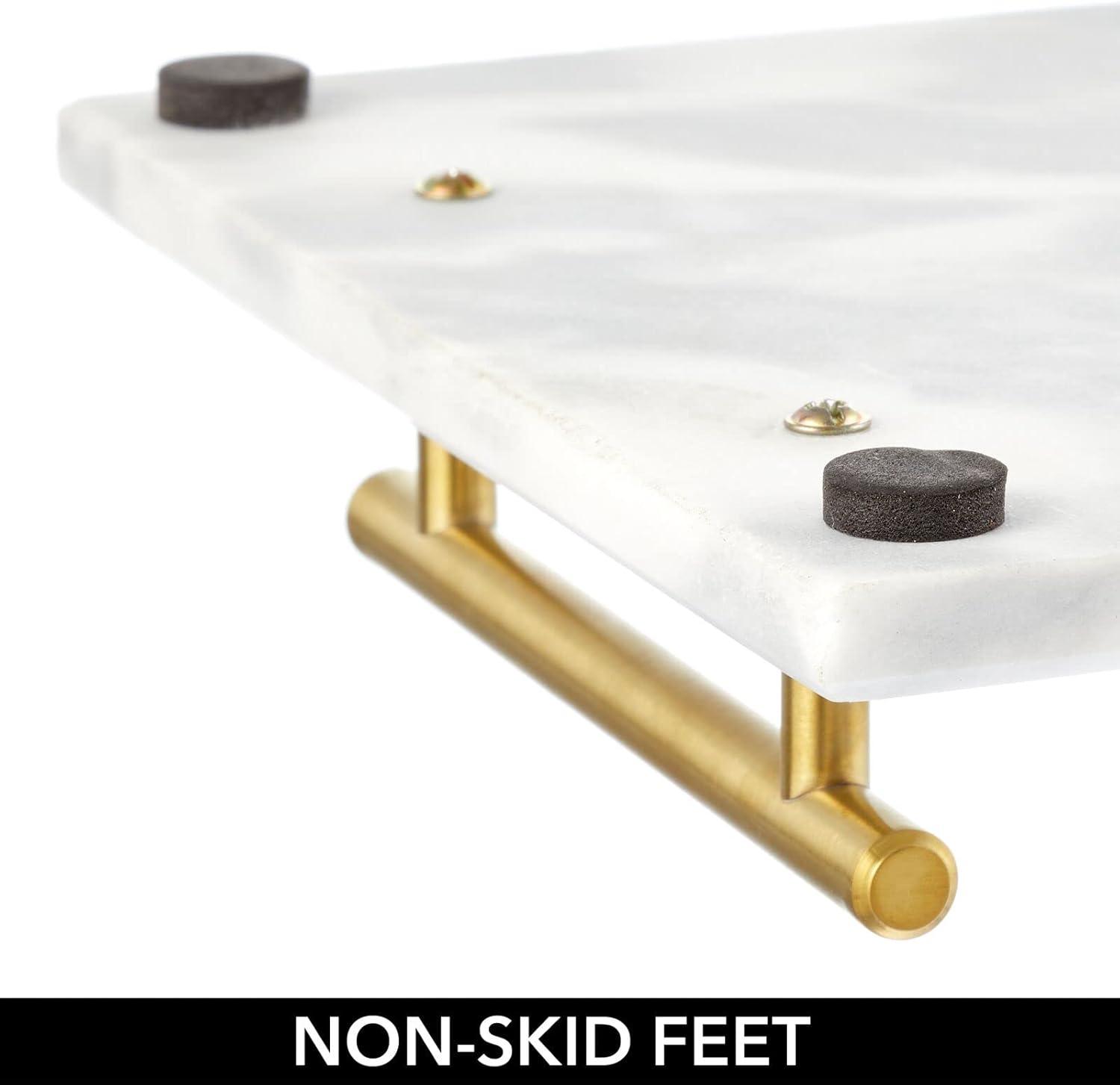 mDesign Marble Serving Tray Board with Handles for Entertaining