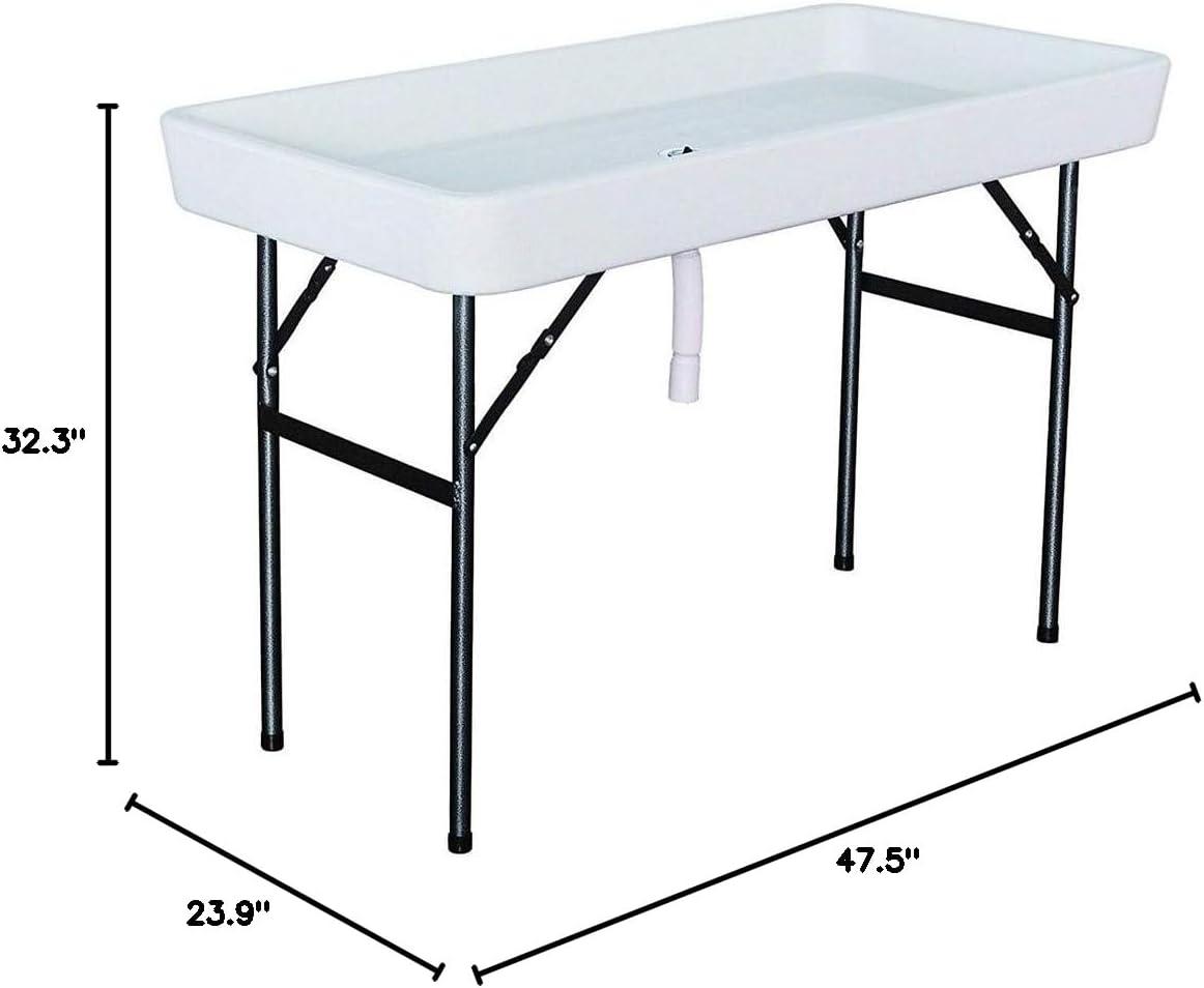 White Portable Folding Ice Bin Table with Skirt