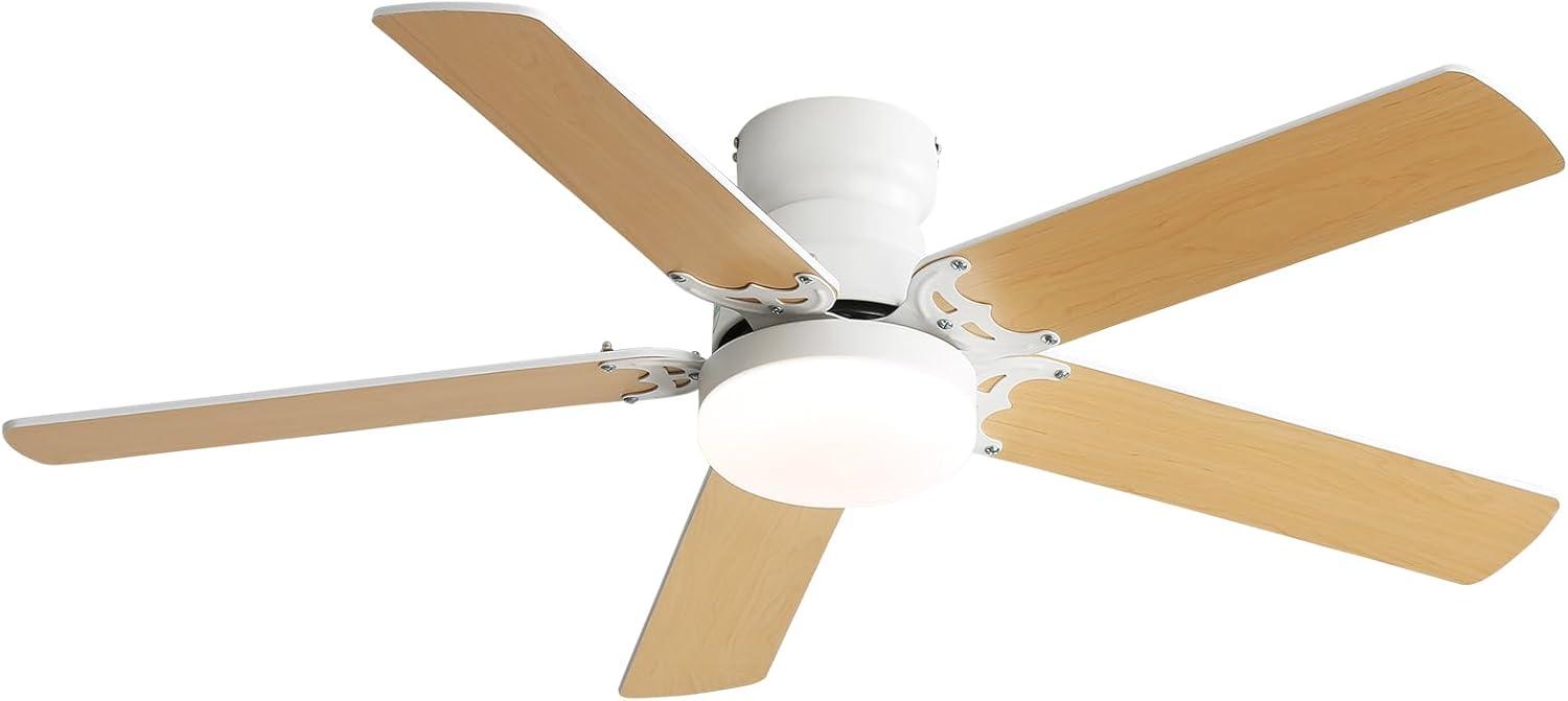 42 Inch Modern Ceiling Fan With 3 Color Dimmable Light 5 Blades Remote Control Reversible Dc Motor White