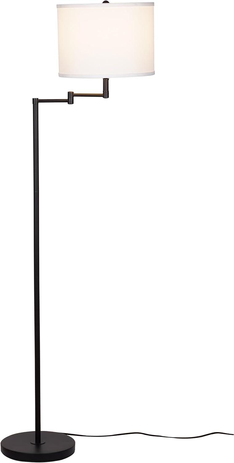 Cresswell Lighting 60" Swing Arm Floor Lamp Black: Linen Shade, Metal Body, UL Listed