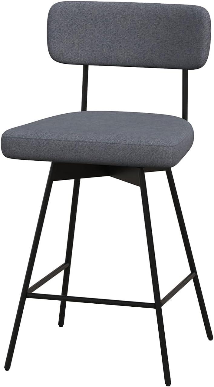 Kadyn Bar Stools, Barstools, Counter Stools, Island Stools, Bar Chairs,25 Inch 2-Piece Modern Upholstered Bar Stools with Back and Footrests-Gray