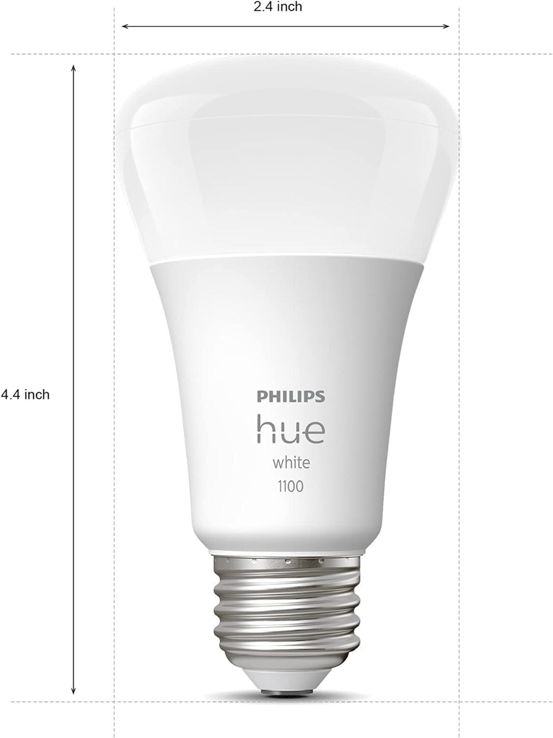 Philips Hue A19 75W Smart LED Bulb White: Dimmable, Smartphone Controlled, 1100 Lumens, Energy Star Certified
