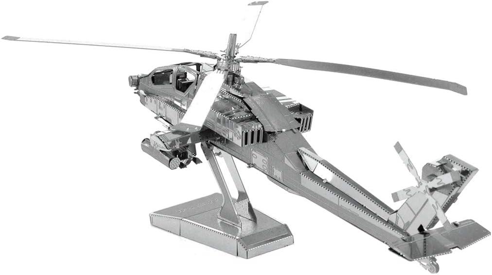 Fascinations 9009012 Metal Earth Metal 3D AH-64 Apache Airplane Model Kit, Silver