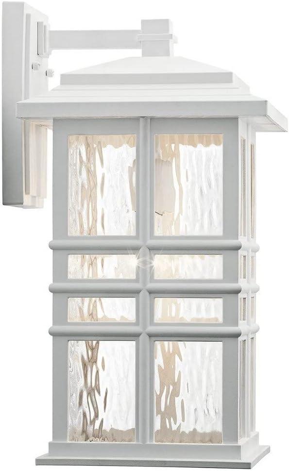 White and Clear Hammered Glass Outdoor Wall Lantern Sconce