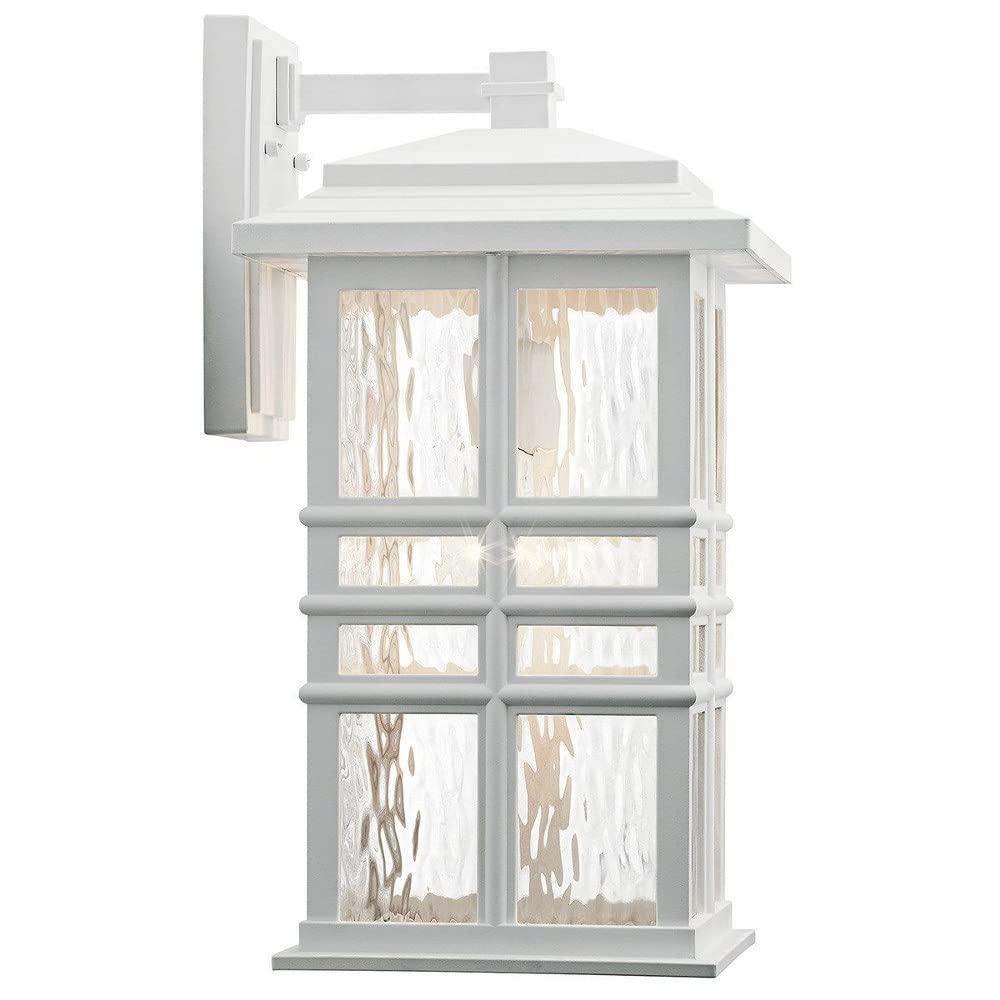 White and Clear Hammered Glass Outdoor Wall Lantern Sconce