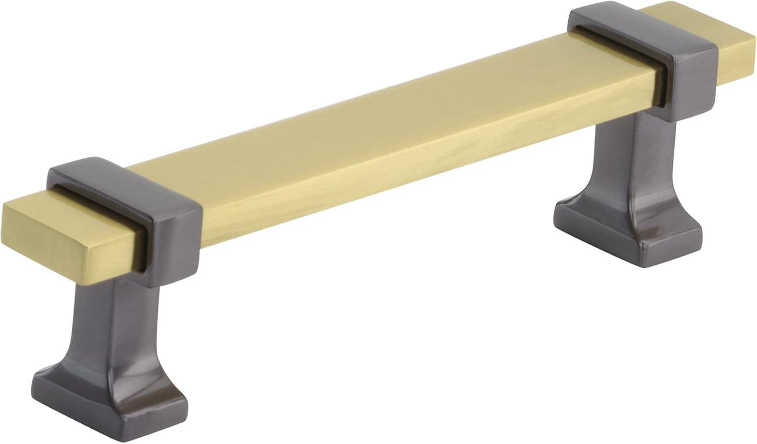 Amerock Overton 3-3/4 inch (96mm) Center-to-Center Brushed Gold/Black Chrome Cabinet Pull