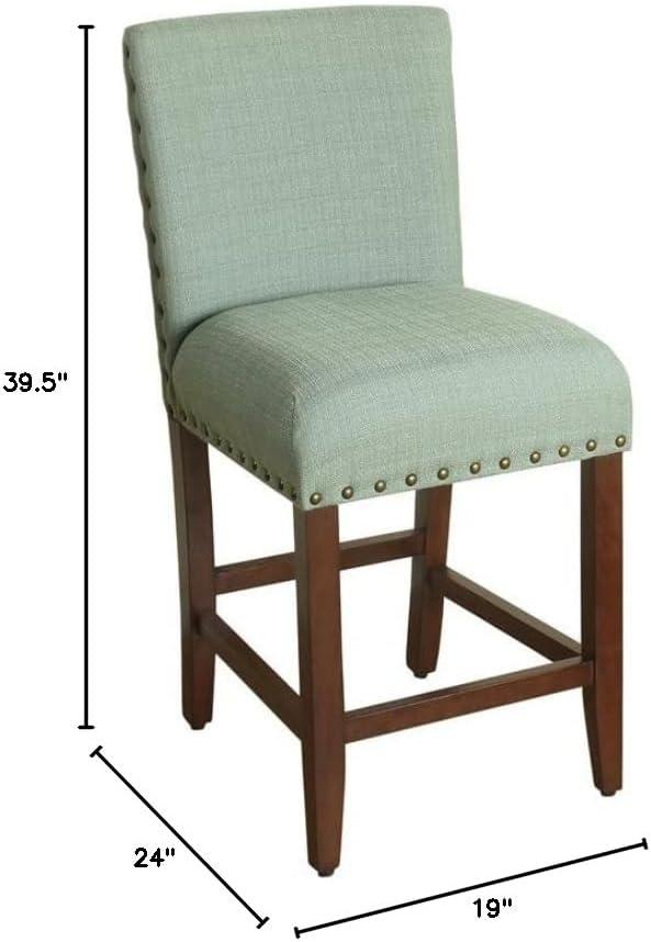 24" Upholstered Counter Height Barstool with Nailheads - HomePop