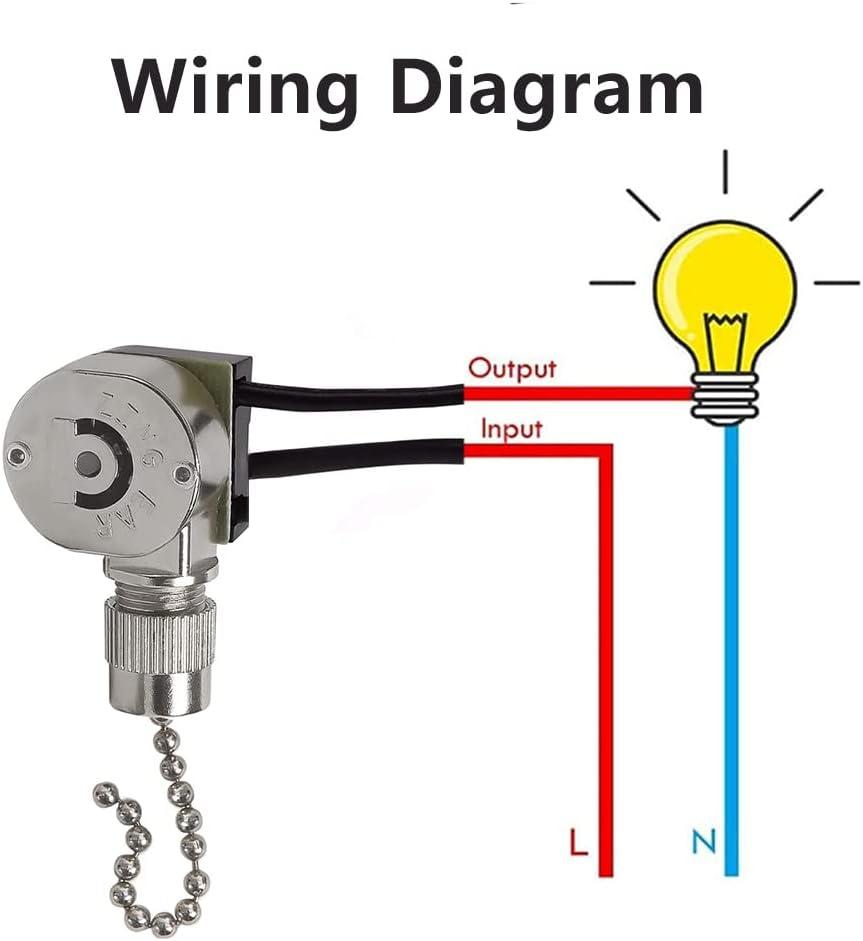 Ceiling Fan Light Switch ZE-109m Metal Pull Chain Switch,Two Wire Fan Switch For Ceiling Fan Light Fixture Replacement Parts-Nickel