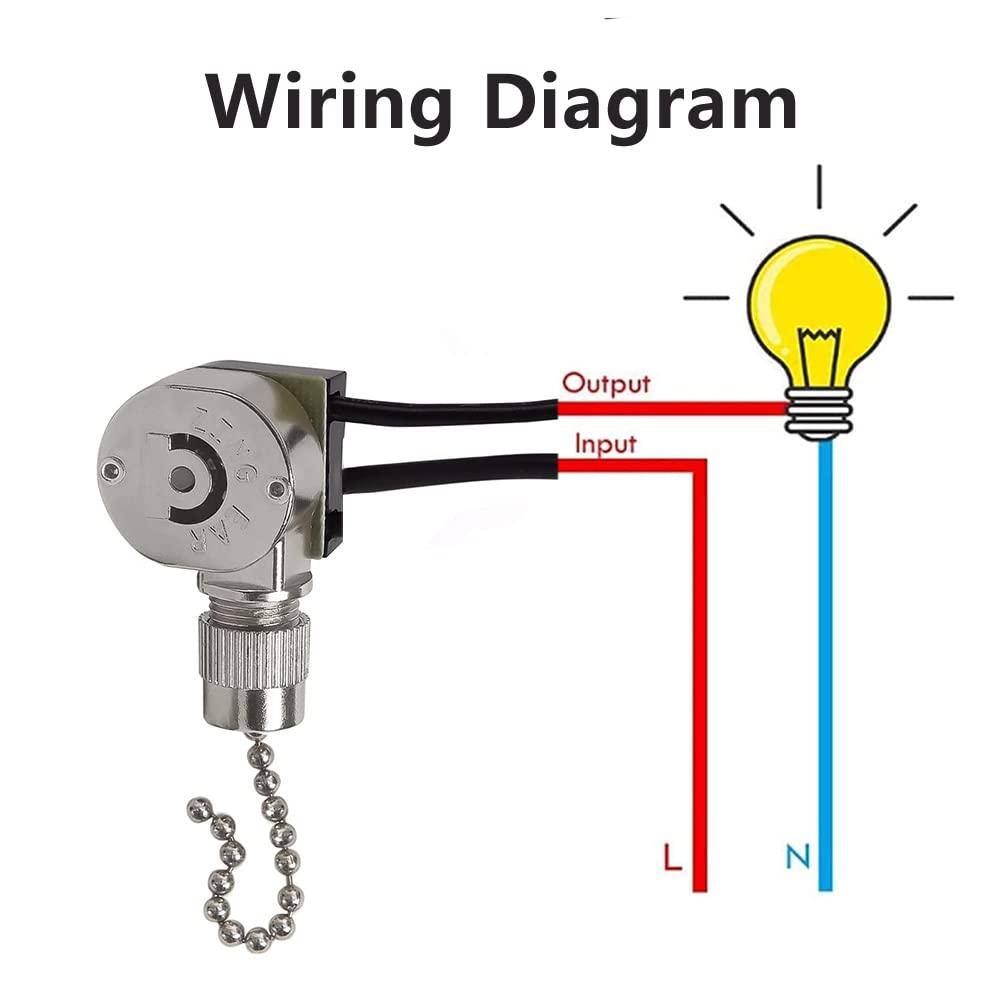 Ceiling Fan Light Switch ZE-109m Metal Pull Chain Switch,Two Wire Fan Switch For Ceiling Fan Light Fixture Replacement Parts-Nickel