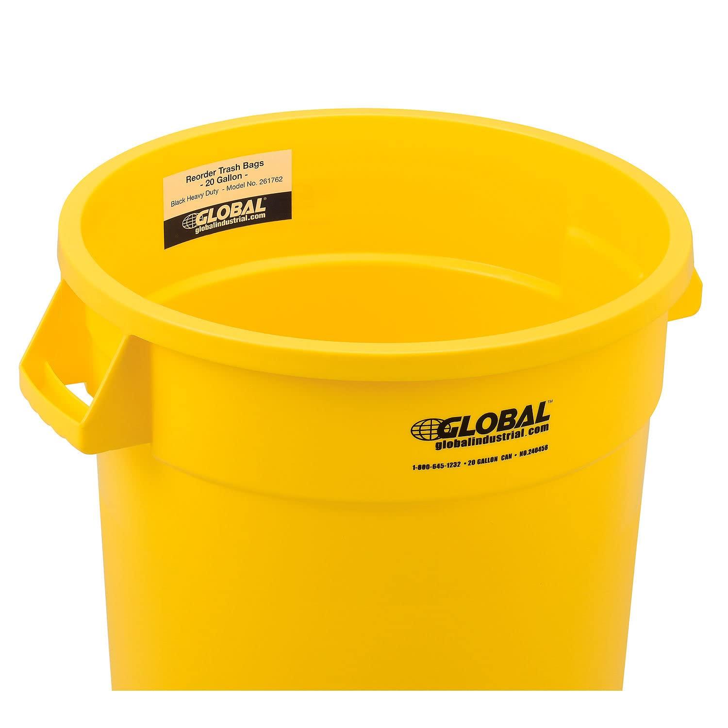 Yellow 20 Gallon Round Plastic Trash Can for Indoor/Outdoor Use