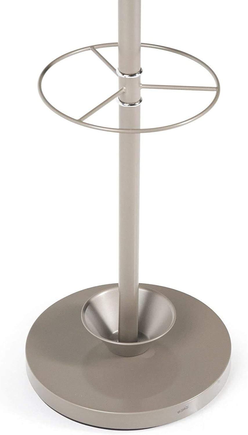 Quatro Umbrella Stand & Coat Rack Steel - Adesso: Metal Frame, 8 Hooks, Weighted Base, 67.5" Height