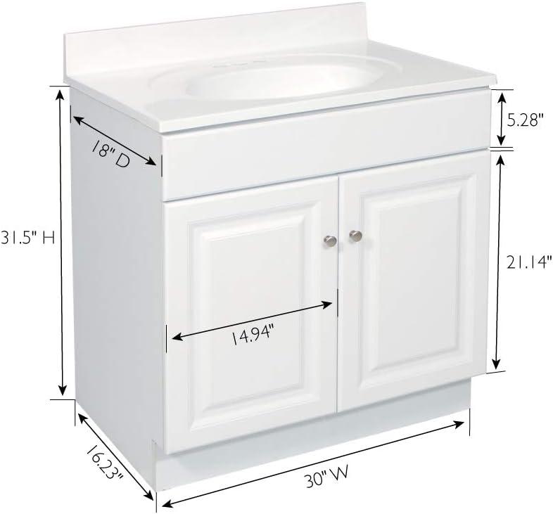 Design House 597146 Wyndham 30 Inch Unassembled 2-Door Bathroom Bathroom Vanity without Top, White