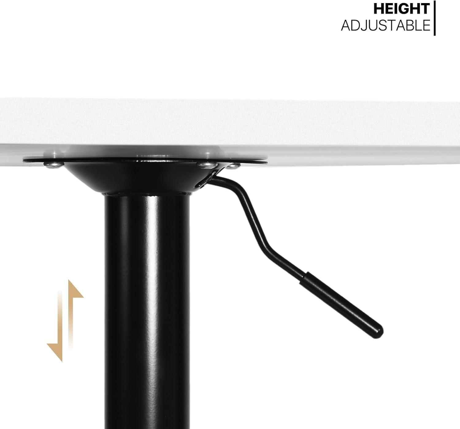 MoNiBloom Round Bar Table Adjustable Height, Swivel Pub Table for Living Room Dining Room Bistro Cafe, 23.6" Wood Texture Top Cocktail Table, White