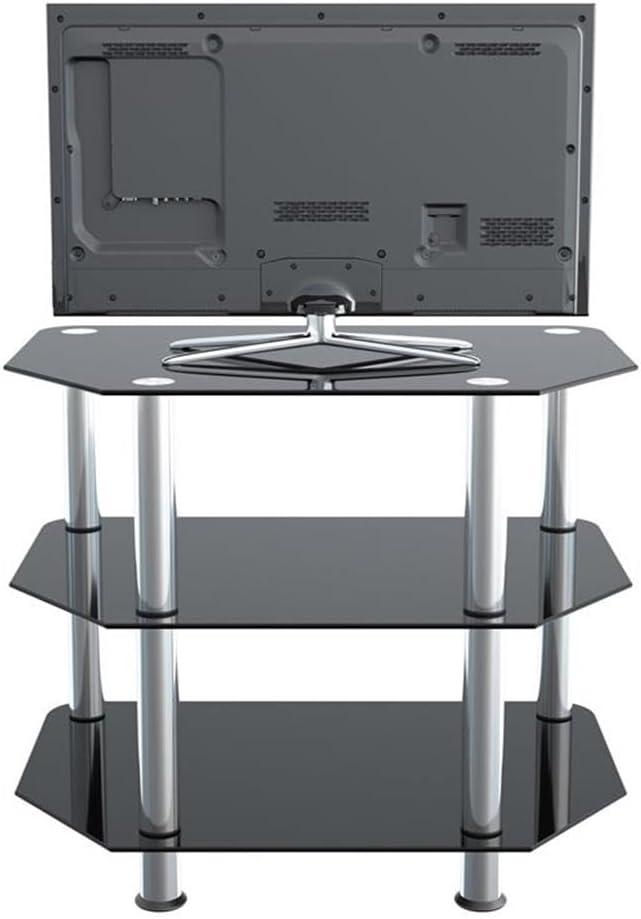 AVF Classic SDC600-A - Stand - corner - for TV / AV System - stainless steel, tempered glass - black glass, chrome effect - screen size: 12"-32" - floor-standing