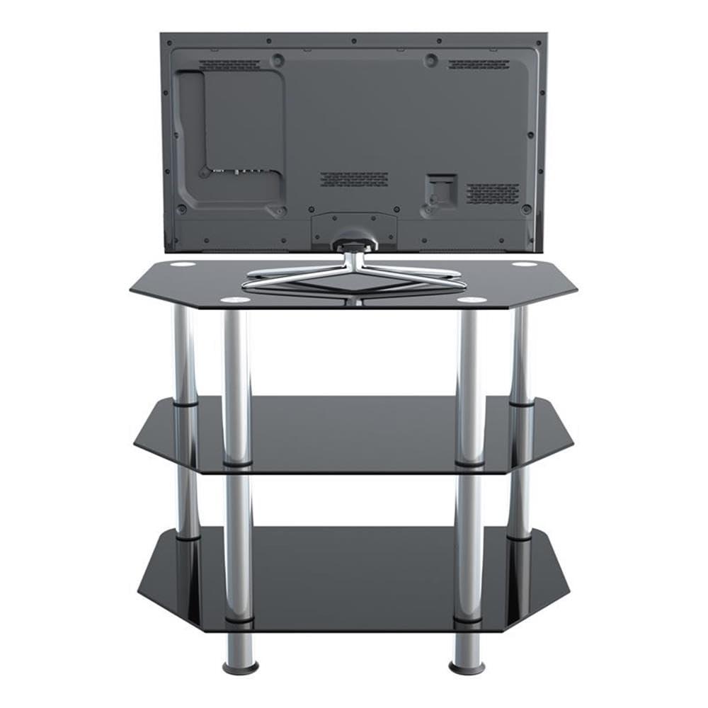 AVF Transitional Steel and Glass TV Stand for up to 32" TVs in Black/Chrome