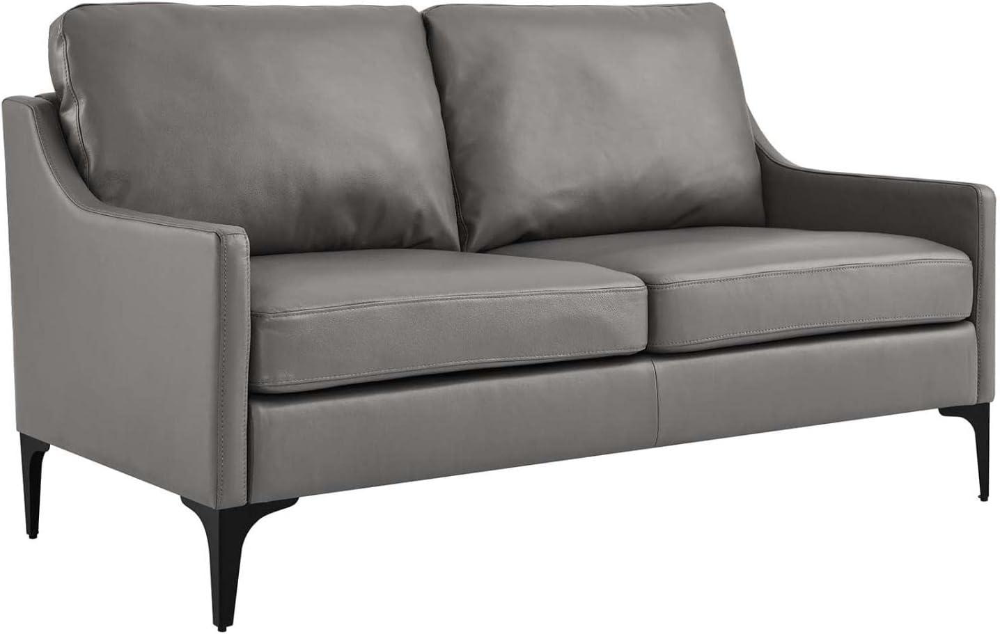 Corland Leather Loveseat Gray
