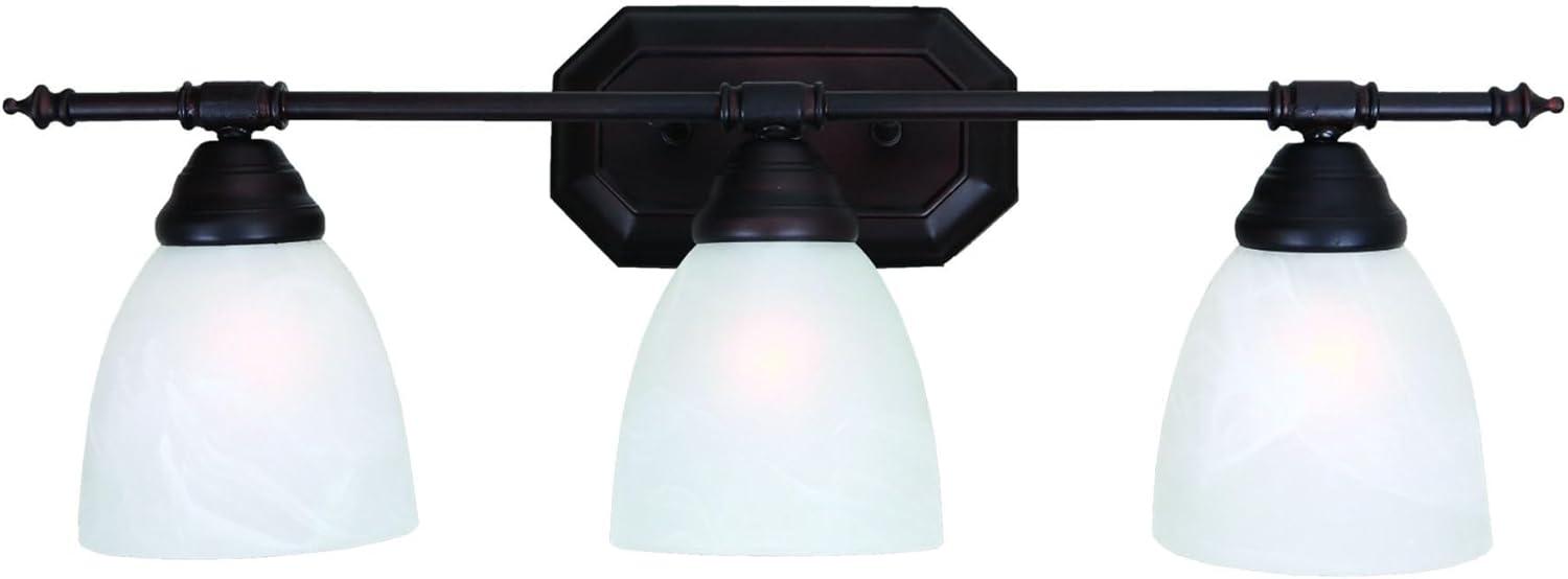 Oil Rubbed Bronze 3-Light Vanity Fixture with White Glass