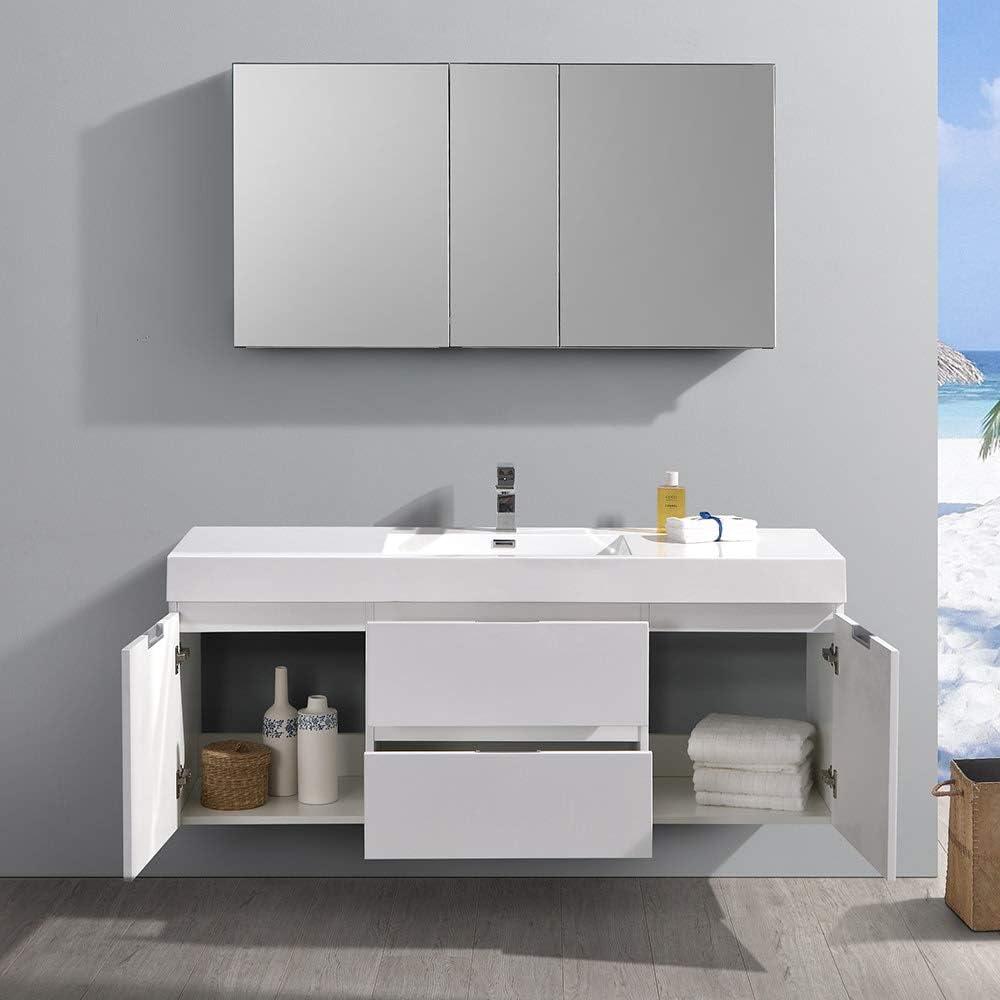 Fresca Valencia 60" Wall Mount Double Sink Bathroom Vanity with Top and Sinks (Faucets Not Included)