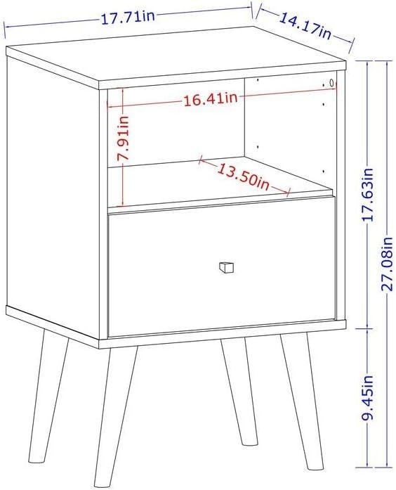 Liberty 17'' White and Wood Mid-Century Modern Nightstand with Drawer