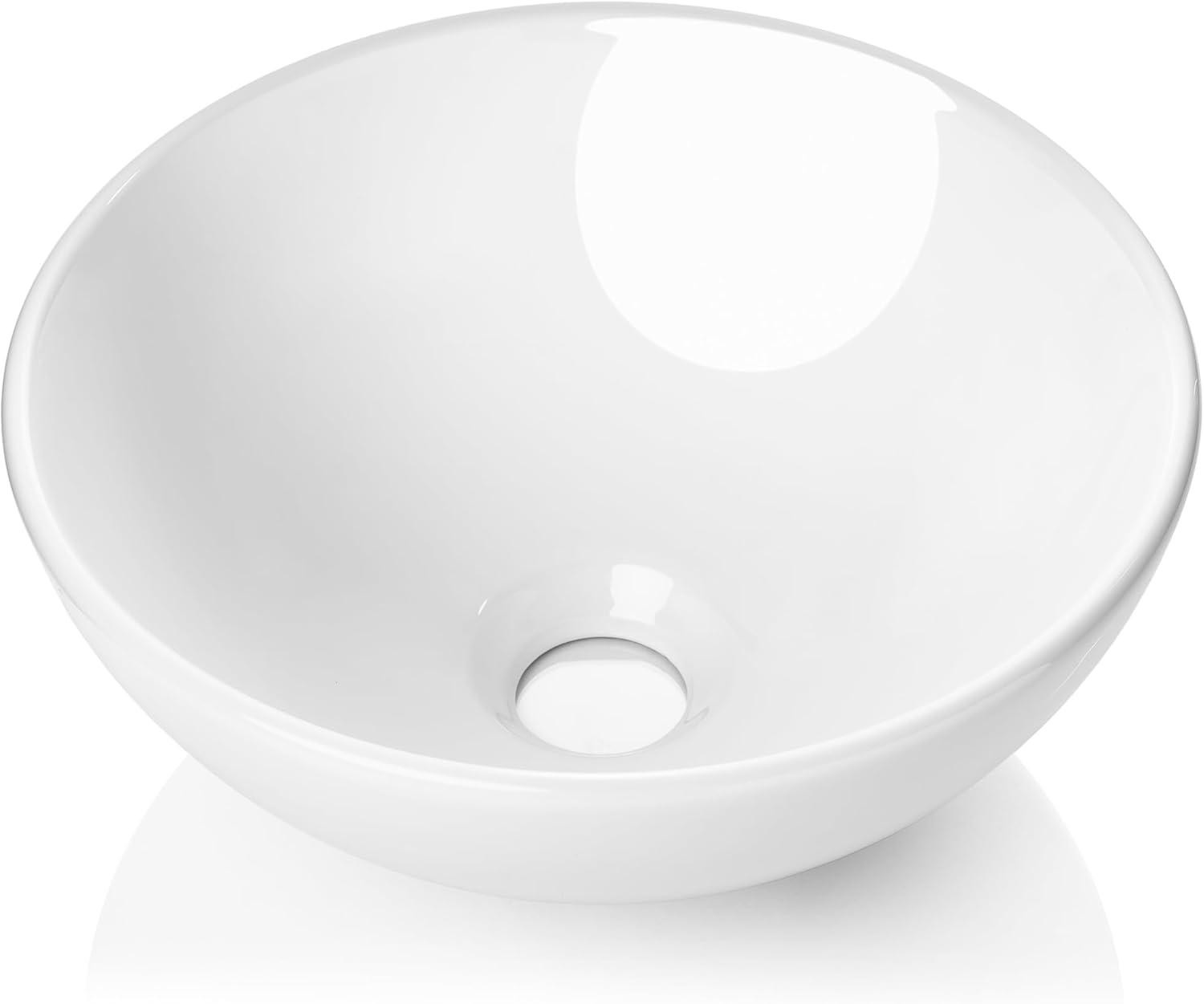 Miligore 11'' White Ceramic Circular Bathroom Sink