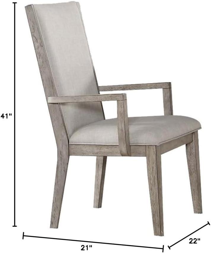 Set Of 2 Fabric Arm Chair, Gray Oak Fabric Upholstered Armchair