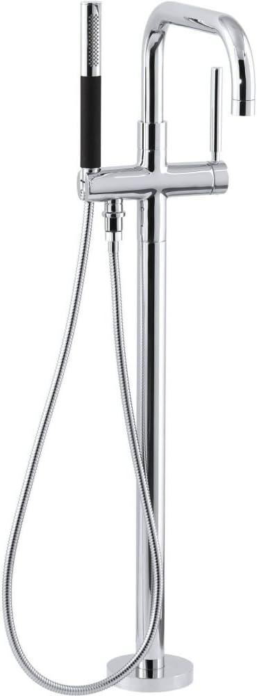 Polished Chrome Floor-Mount Bath Filler with Handshower