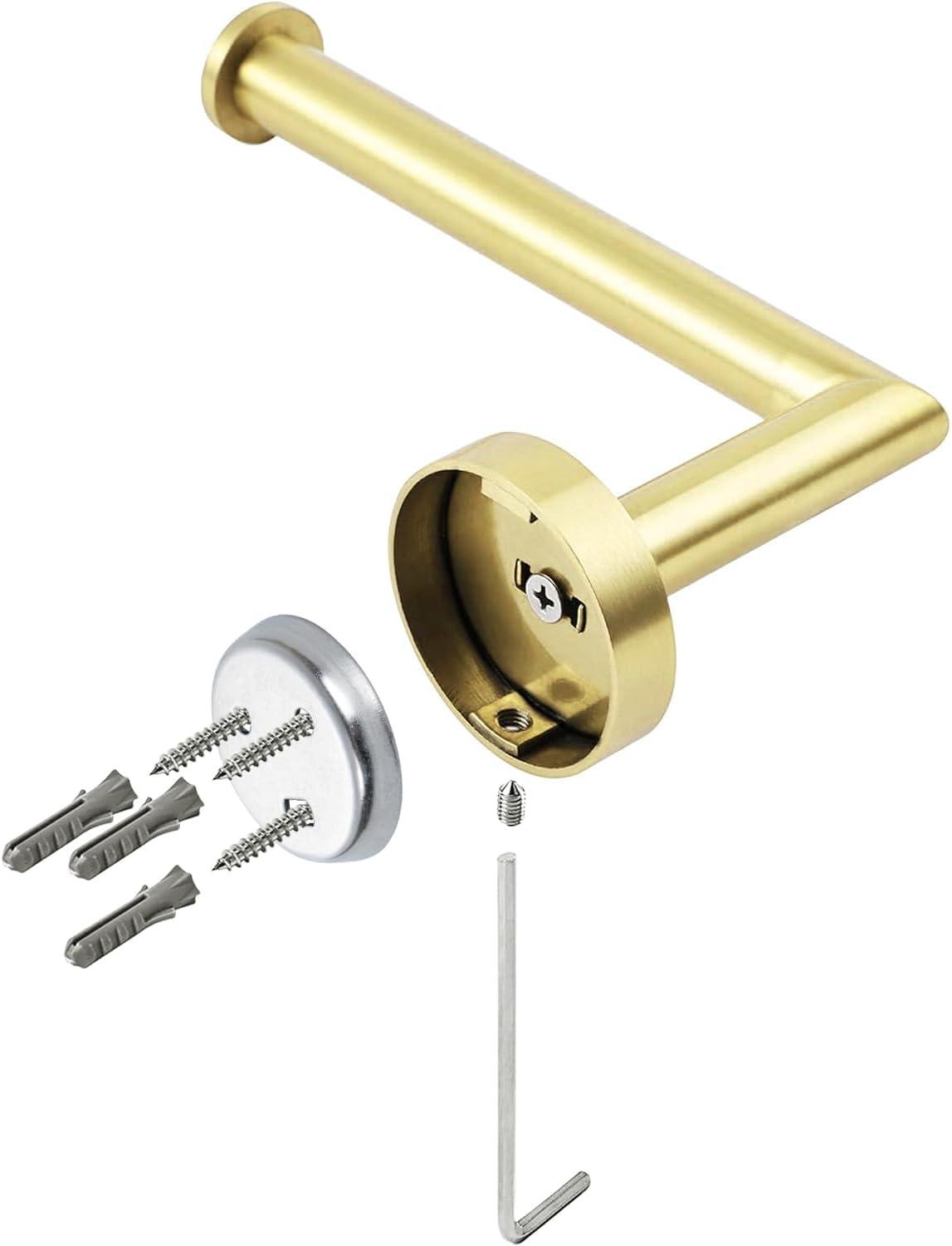 HITSLAM Toilet Paper Holder Wall Mount,Brushed Gold Toilet Paper Roll Holder for Bathroom