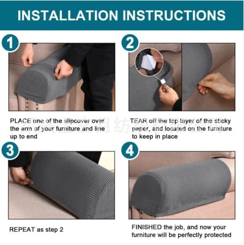 PandaTop Stretch Armrest Covers for Chairs and Sofas Couch Arm Covers for Sofa, Soft Armrest Covers Anti-Slip Furniture Protector Armchair Slipcovers Washable for Recliner Set of 2, Gray