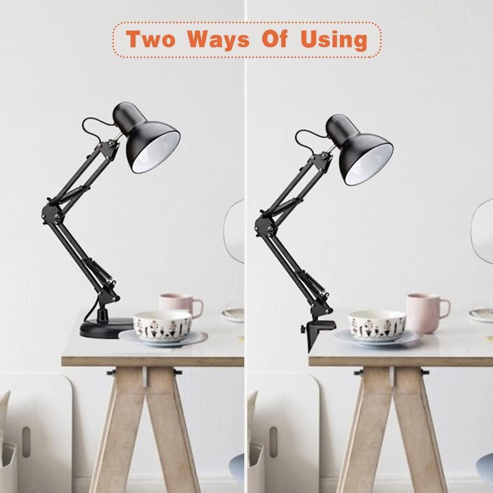 Black Adjustable Metal Clip-on Desk Lamp