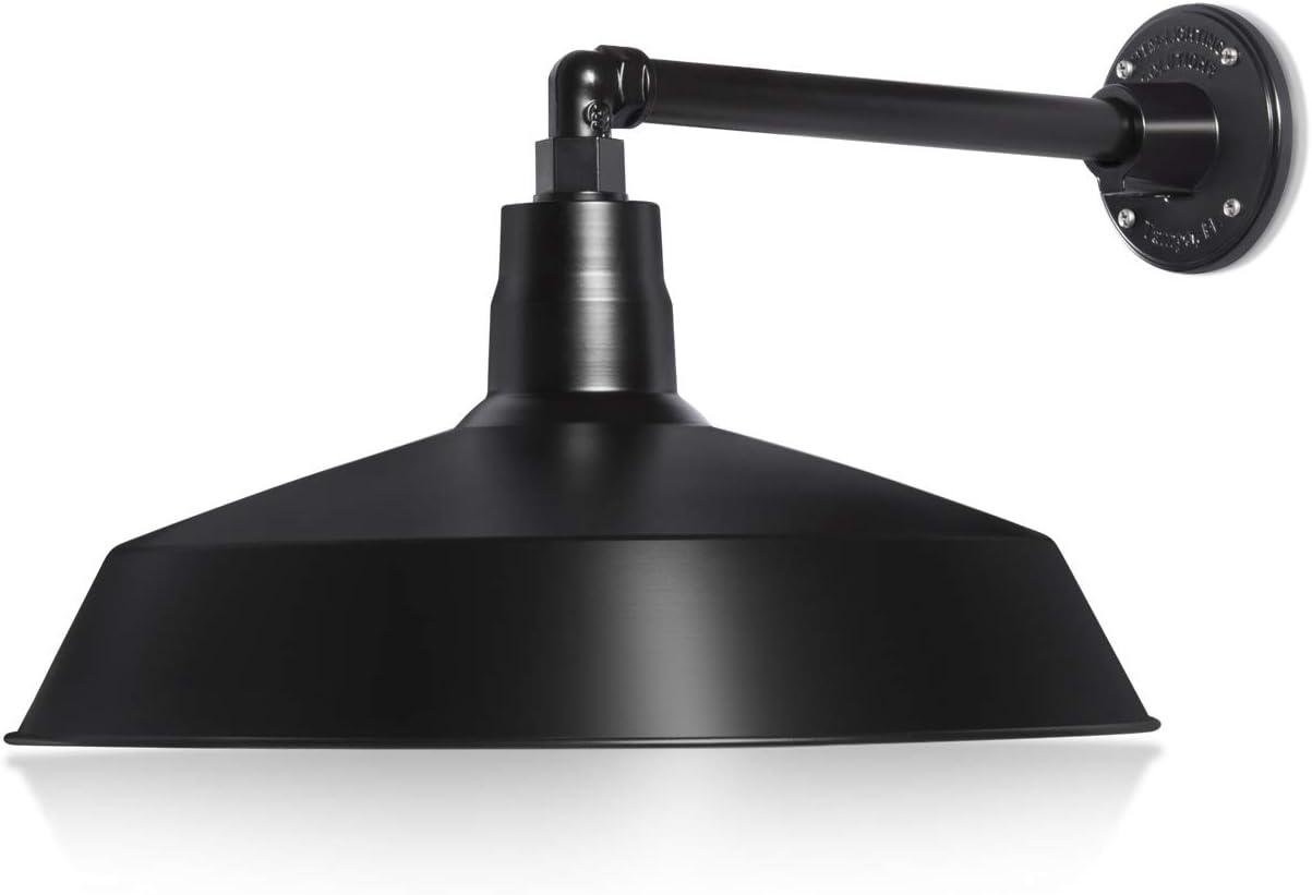 17'' Satin Black Gooseneck Barn Light with Extension Arm