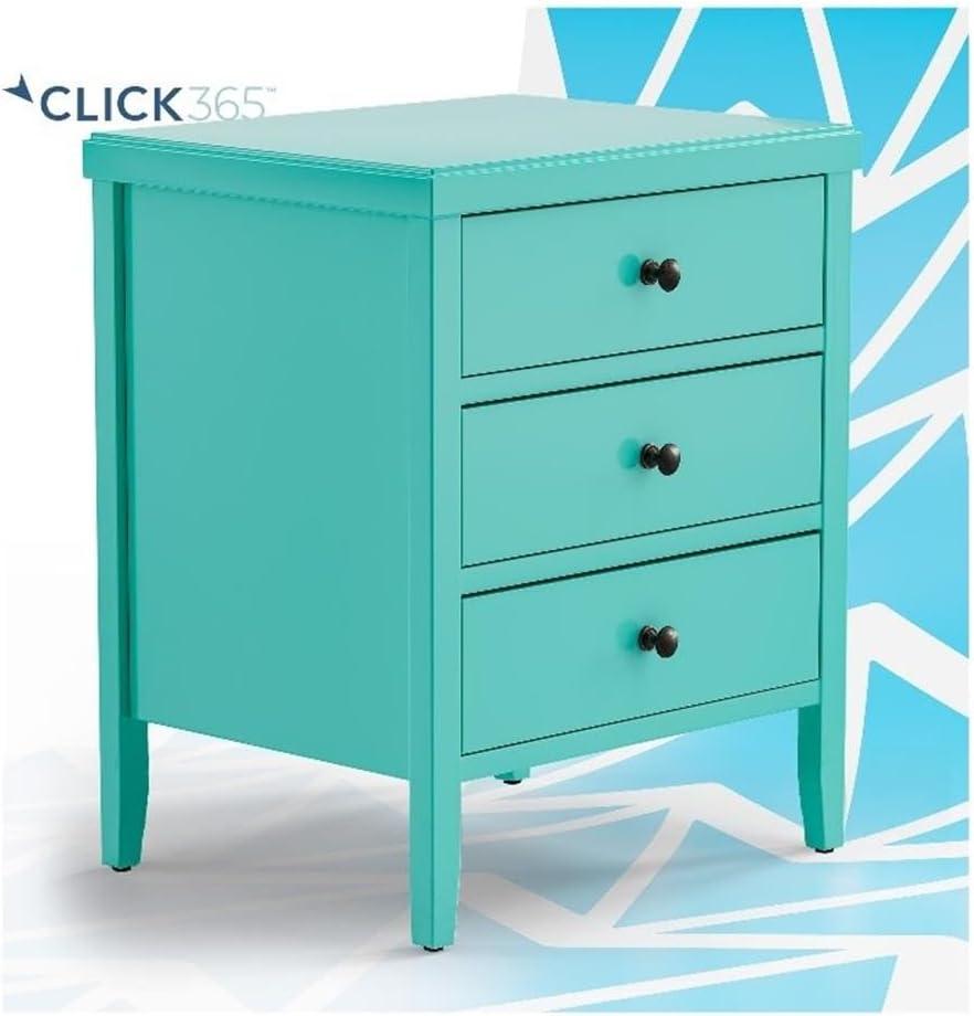 Finley Solid Wood 3 Drawer Nightstand Turquoise - ClickDecor