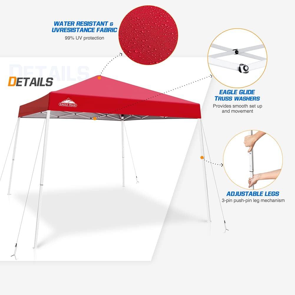 EAGLE PEAK Pop Up Canopies 10 Ft. W x 10 FT. D Metal Party Tent Canopy