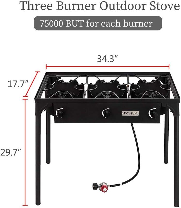 ROVSUN 2/3 Burner Outdoor Propane Gas Stove High Pressure Stand Cooker for Backyard Cooking Camping Home Brewing Canning Turkey Frying, 20 PSI CSA Listed Regulator