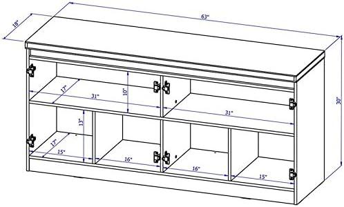 62.99" Viennese 6 Shelf Buffet Cabinet with Mirrors - Manhattan Comfort