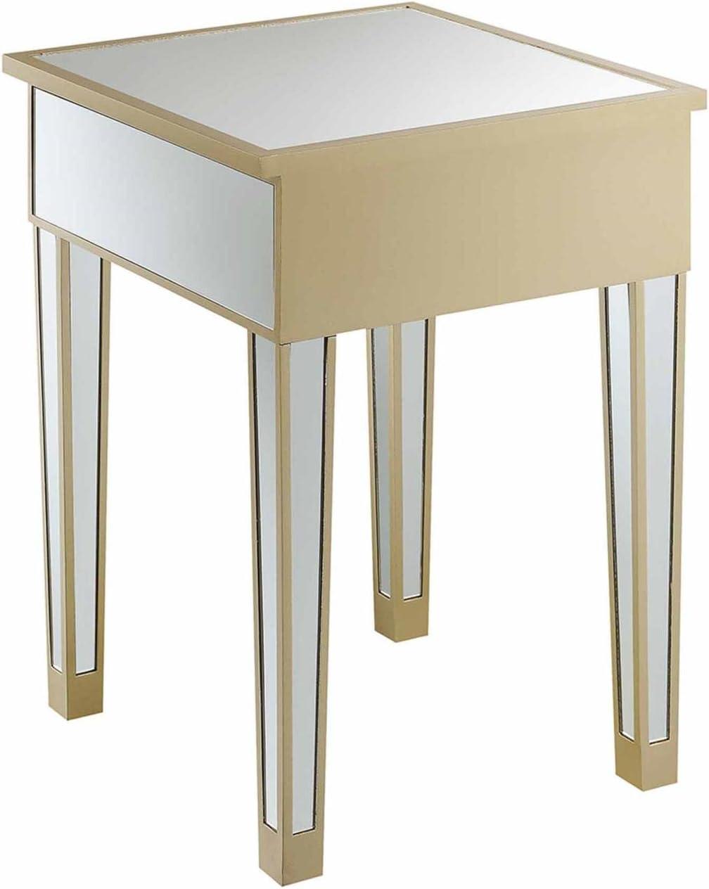 Convenience Concepts Gold Coast Mirrored End Table with Drawer, Multiple Colors