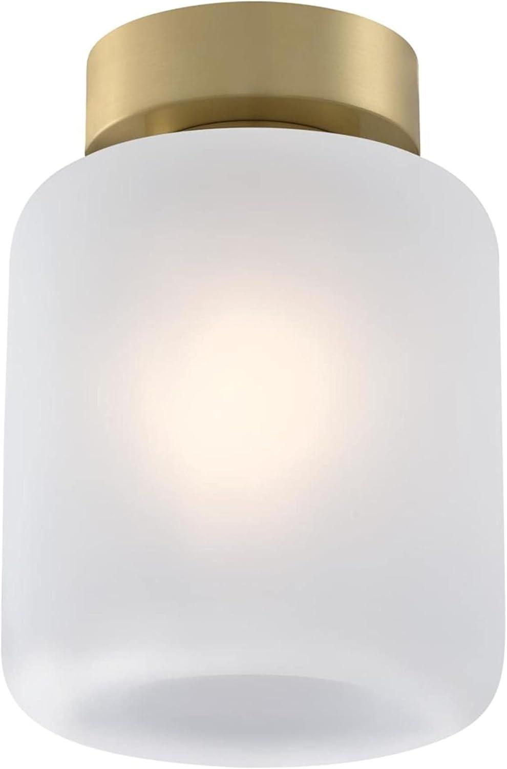 Champagne Brass 8'' Frosted Glass Semi-Flush Mount Ceiling Light
