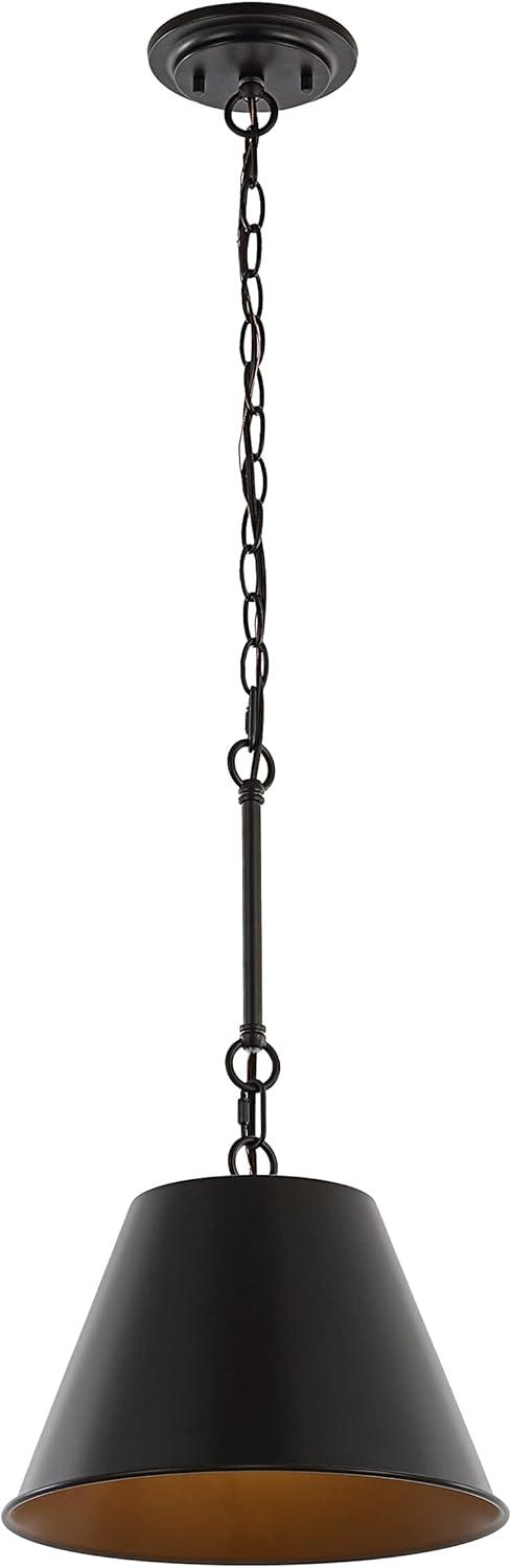 Harper 12" Black Industrial Farmhouse Iron LED Pendant