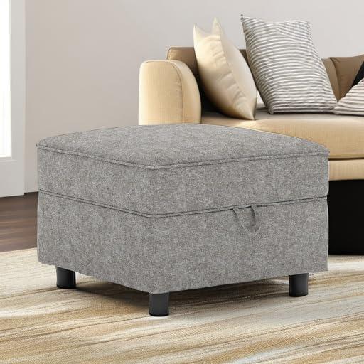 Ottoman Module for Modular Sectional Sofa, Storage Ottoman Footrest and Seat Cube for Living Room,Grey