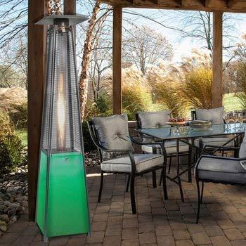 Avenlur Outdoor Patio Propane Heater - 42,000 BTU Pyramid Patio Heater with Color Changing LED Lights - Great for Outdoor Party, Restaurants, Outdoor Socializing w/ wheels, Includes Protective Cover
