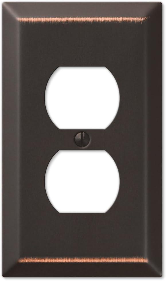 Amerelle Century Aged Bronze 1 gang Stamped Steel Duplex Wall Plate 1 pk